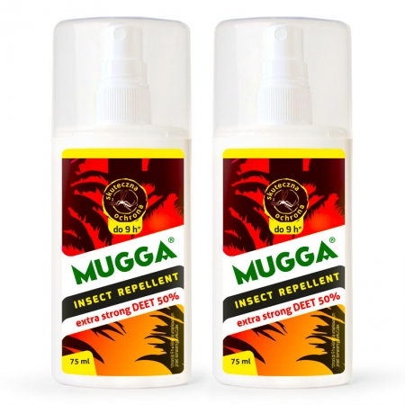 2x MUGGA Spray Strong 50% DEET na Komary Kleszcze