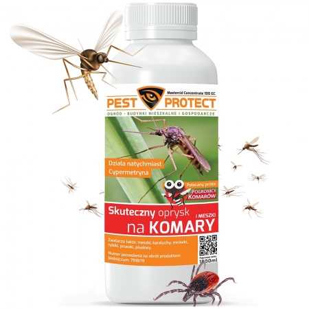 Skuteczny oprysk na komary, kleszcze, muchy PEST PROTECT 1L