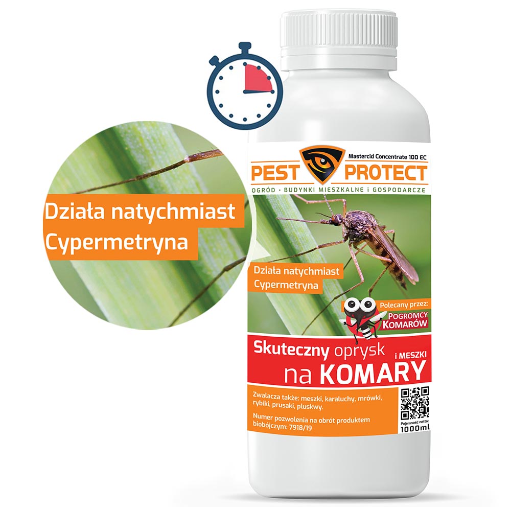 Mocny oprysk na komary, kleszcze PEST PROTECT 1L