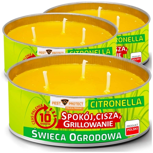 3x Świeca Ogrodowa Zapachowa CITRONELLA