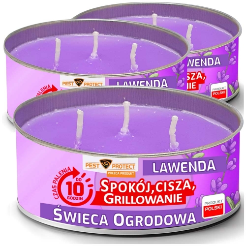 3x Świeca Ogrodowa Zapachowa LAWENDA